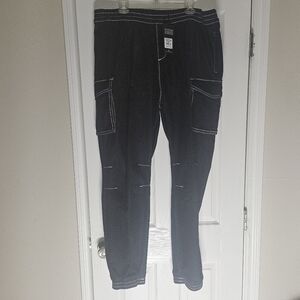 True Religion Denim Cargo Pants with White Stitching